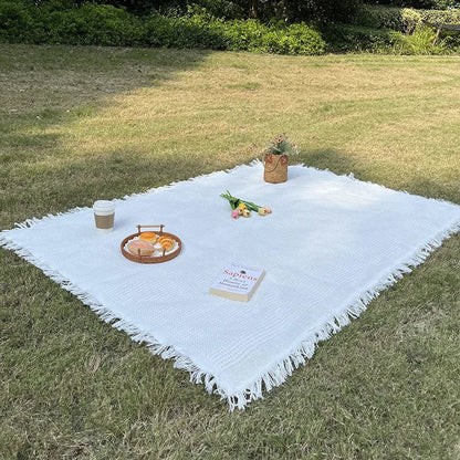 Udendørs Boheme Picnic Tæppe - Kvast - Letvægt - Strikket Picnic Blankets Danmarkmode.dk