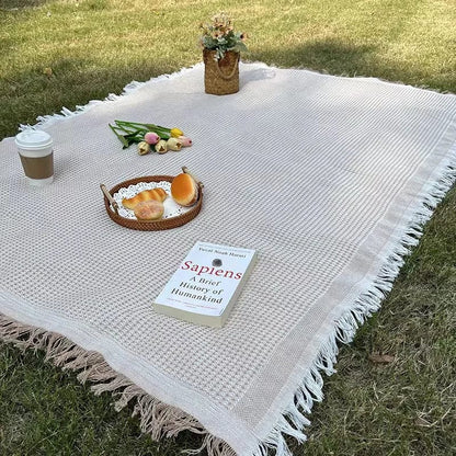 Udendørs Boheme Picnic Tæppe - Kvast - Letvægt - Strikket Picnic Blankets Danmarkmode.dk