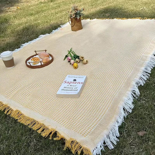 Udendørs Boheme Picnic Tæppe - Kvast - Letvægt - Strikket Picnic Blankets Danmarkmode.dk