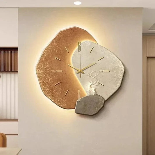 Vægur I Træ med Belysning - Moderne - Lydløst Vægur - Vægur med Tal - 35 cm Wall Clock Danmarkmode.dk