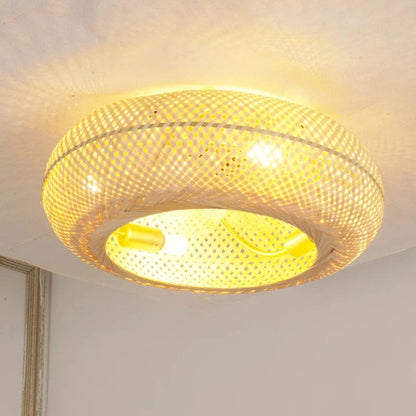Vævet Bambus Loftventilator med Lys - Boho Style - Moderne - ABS Ventilatorblad Ceiling Fans Danmarkmode.dk