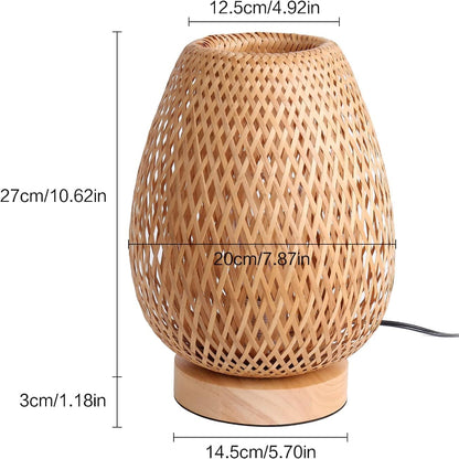 Vævet Bambus Sengebord LED Natlampe - Genopladelig Lampe - Dæmpbar Bedside Lamps Danmarkmode.dk
