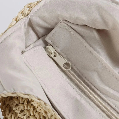 Vævet Strå Sommer Strandtaske - Tote Bag - Boho - Lynlåsposer Tote Bags Danmarkmode.dk