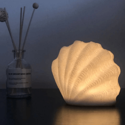 VBærbar Muslingeskaller Natlampe - Batteridrevet Lampe - Varm Hvid - Resin Table Lamp Danmarkmode.dk