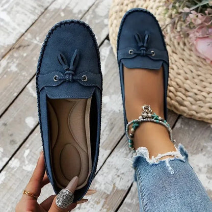 Vintage Kvastsløjfe Loafers Kvinder - Ortopædisk - Ruskind - Flade Sko Loafers Danmarkmode.dk