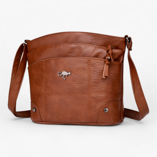Vintage Læder Skuldertaske - Dame, Mørke Brun, Klassisk Stil, Holdbar Materiale Shoulder Bag Danmarkmode.dk