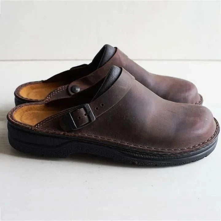 Vintage Ortopædisk Sko Mænd - PU Læder - Slip On - Træsko Clogs Danmarkmode.dk