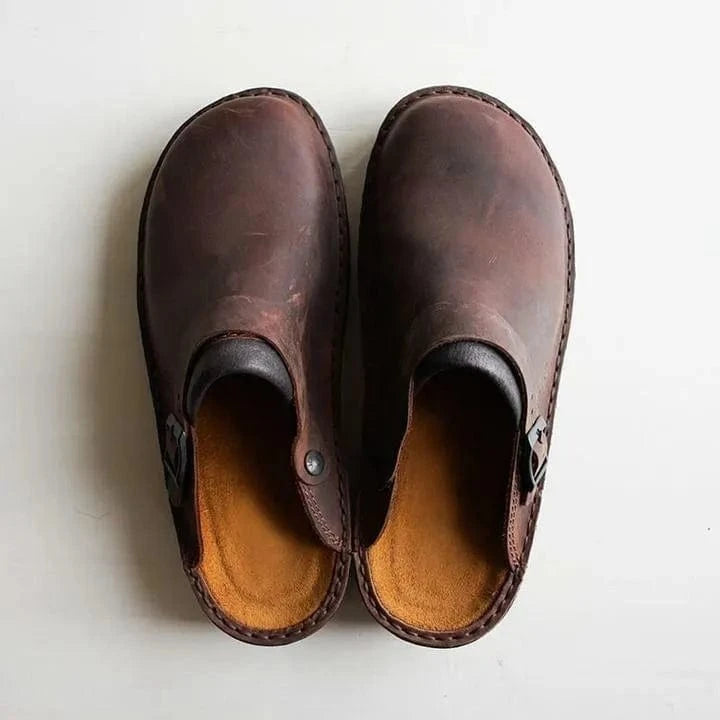 Vintage Ortopædisk Sko Mænd - PU Læder - Slip On - Træsko Clogs Danmarkmode.dk