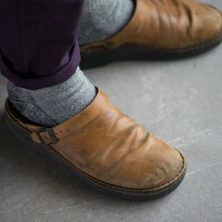 Vintage Ortopædisk Sko Mænd - PU Læder - Slip On - Træsko Clogs Danmarkmode.dk