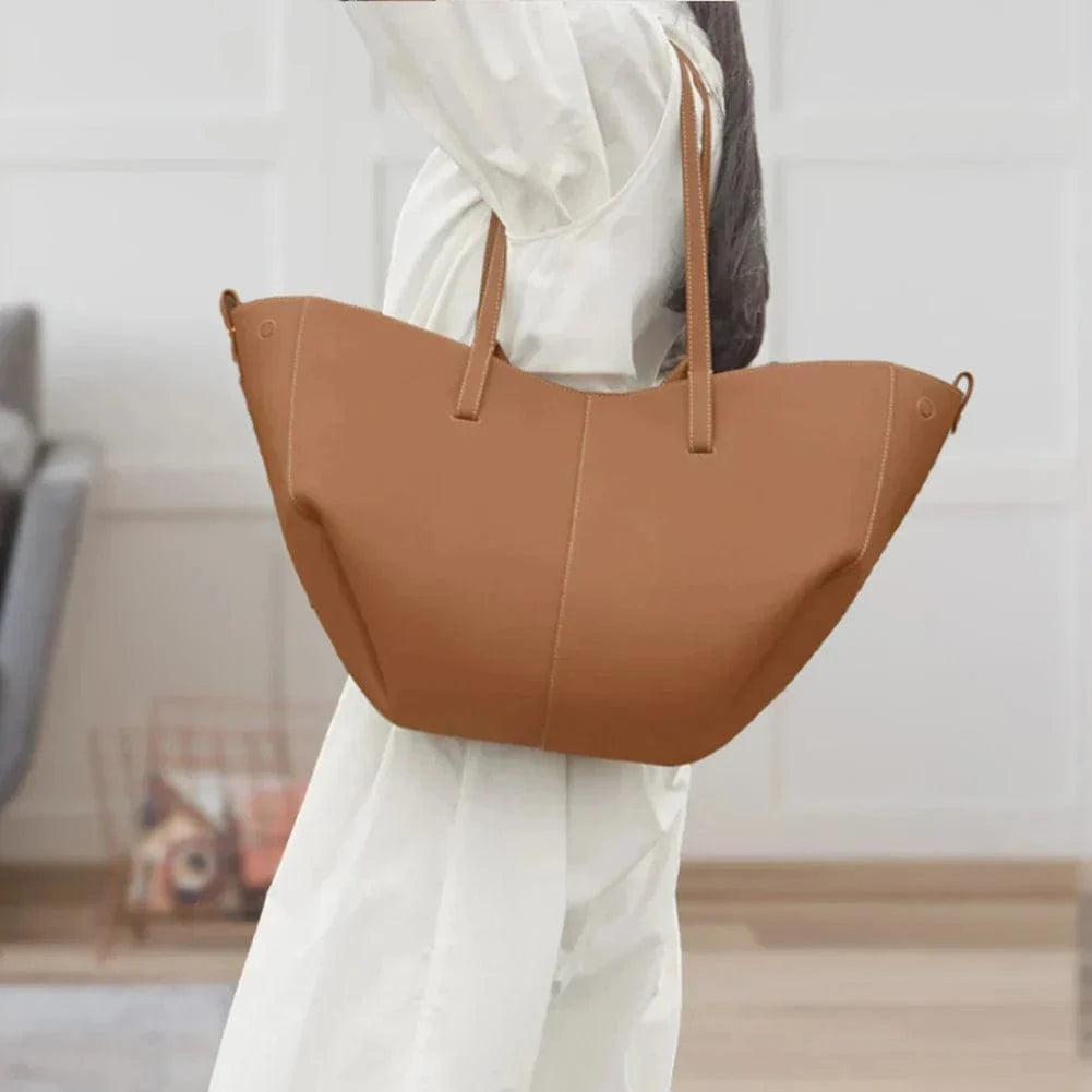 Vintage Stor Lædertaske - Kunstlæder Skuldertaske til Kvinder Shoulder Bag Danmarkmode.dk