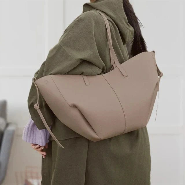 Vintage Stor Lædertaske - Kunstlæder Skuldertaske til Kvinder Shoulder Bag Danmarkmode.dk