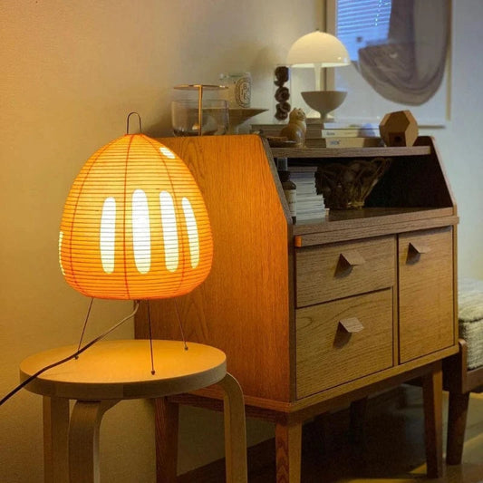Wabi Sabi Rispapir Farvet Lanterne - Bordlampe - Japandi - Akari Lampe Table Lamp Danmarkmode.dk