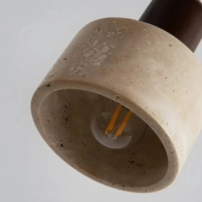 Wabi Sabi Travertine Sten Pendellampe - Rund - Japandi - Træ Ceiling Light Fixtures Danmarkmode.dk